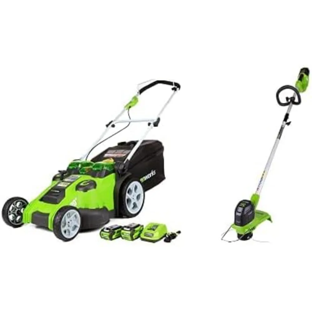 

40V 20" Dual Blade Cordless (Push) Lawn Mower + 12" String Trimmer (75+ Compatible Tools), 4.0Ah + 2.0Ah Battery