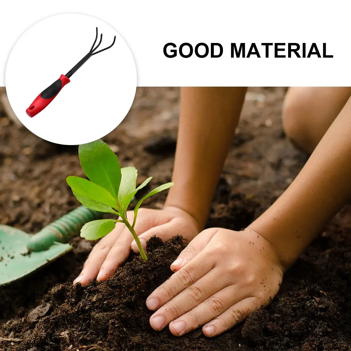 2Pcs Mini Garden Rake Three Teeth Agricultural Fork Portable Tool Kit for Lawn Yard Gardening Supplies Red Black