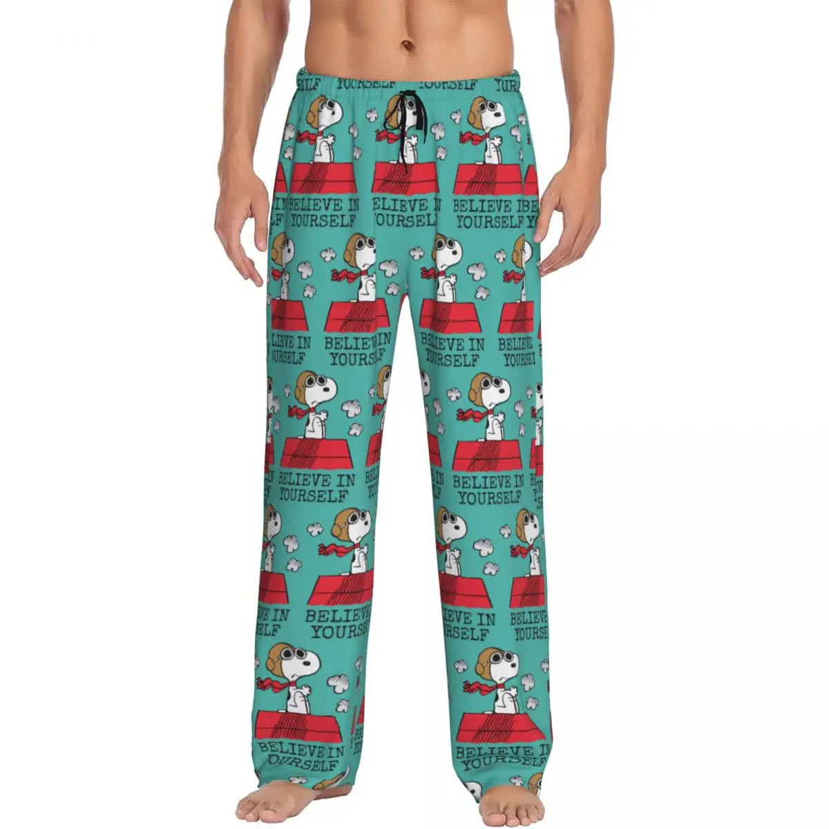 

Custom Print Men Manga Snoopy Woodstock Pajama Pants Cartoon Dog Sleepwear Sleep Lounge Bottoms with Pockets