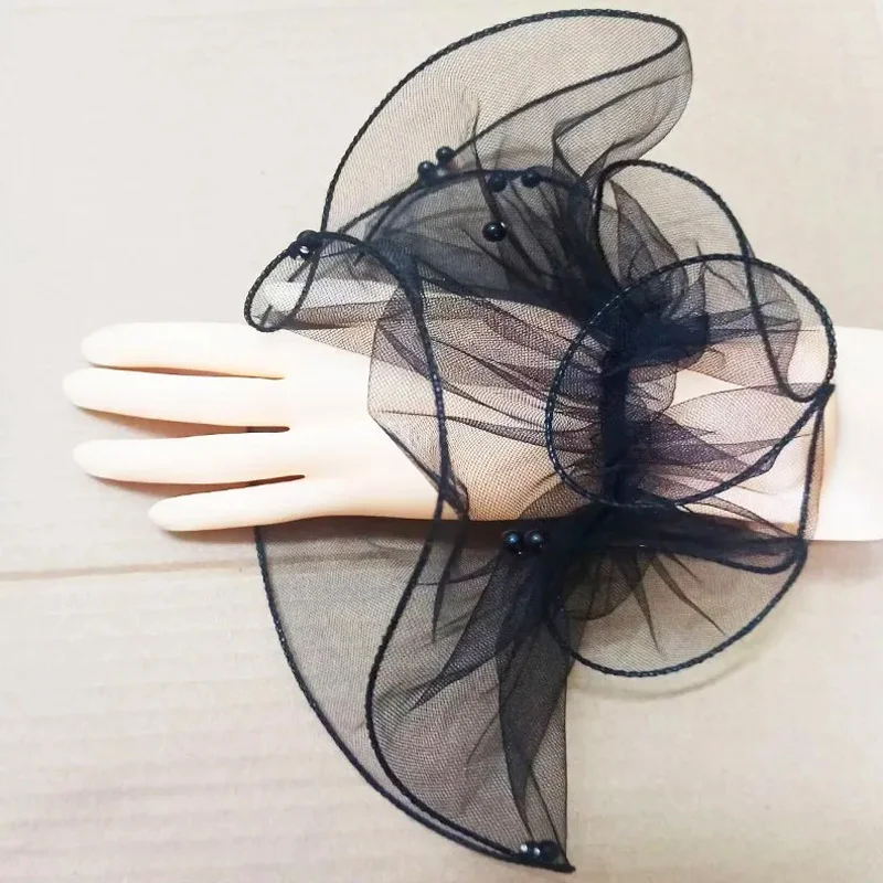 1 paar Abnehmbare Manschetten Perle Spitze Mesh Gefälschte Ausgestellte Ärmel Frauen Plissee Falsche Manschetten Armband Handgelenk Wärmer – Detail 6