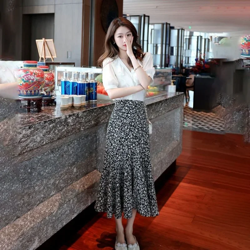 

Лето 202, стильная корейская стильная скромная и элегантная повседневная одежда, трендовая уличная женская юбка, шифоновые женские юбки