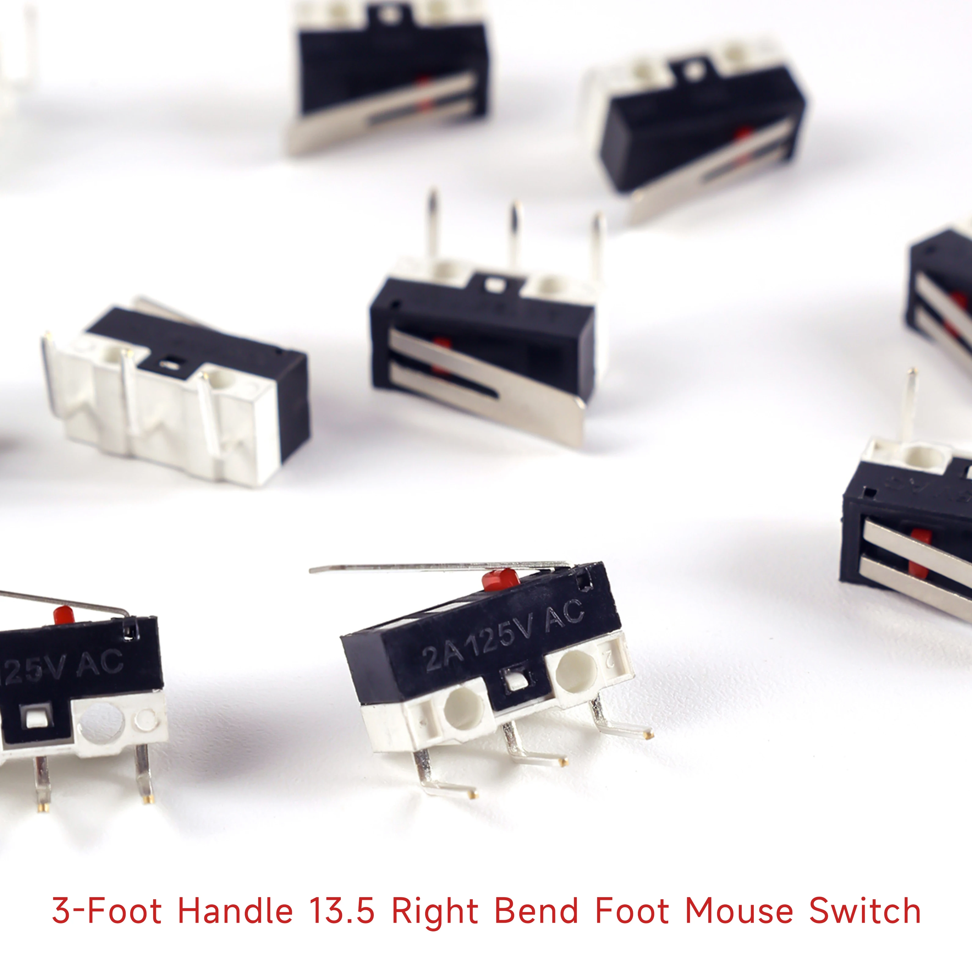 2A/125V Right Angled Three Foot Touch Switch Mouse Switch with Handle 13.5 Small Micro Button for Electronics