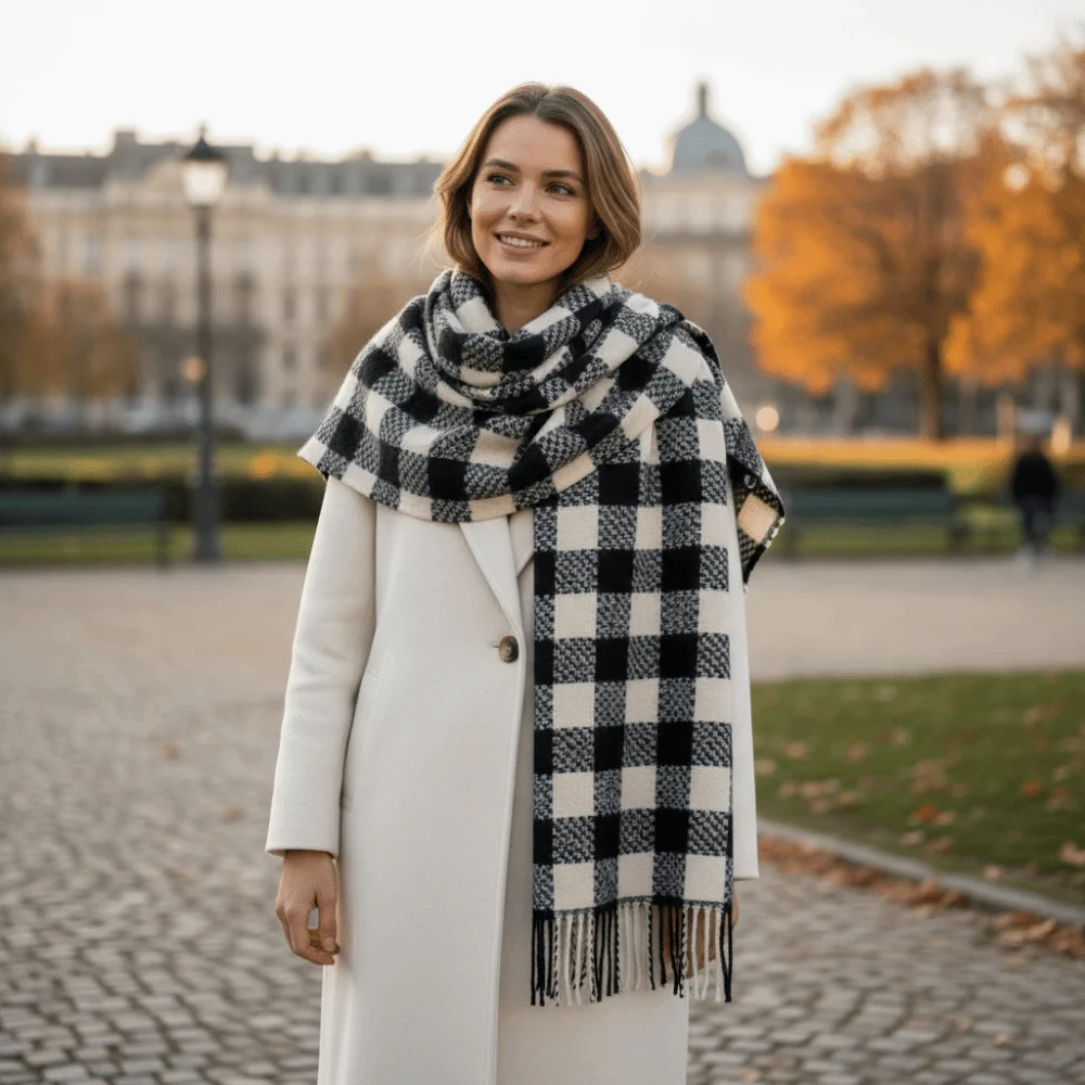 

Клетчатый шерстяной шарф с кисточками в корейском стиле, холодостойкие зимние кашемировые шарфы, утепленные женские кашемировые шаль для холодной погоды