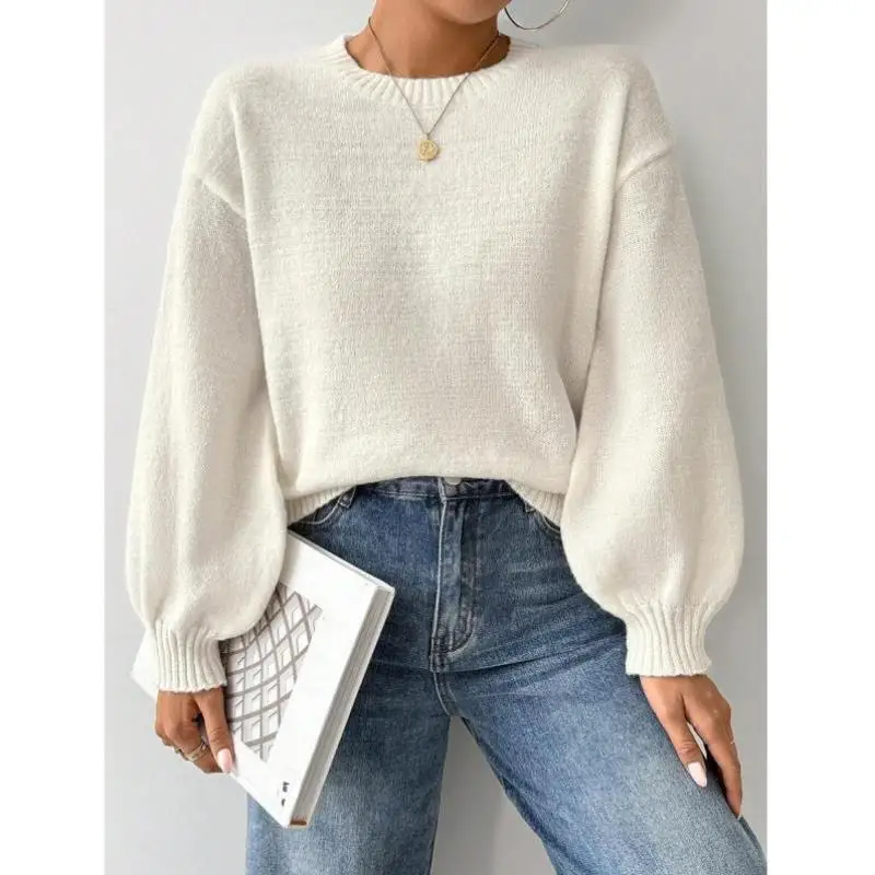 

Harmonious Lantern New Sle Вязаный свитер C Sve oulder Drop round Ne Cross-Border Coolmax Fiber Среднего возраста и лет...