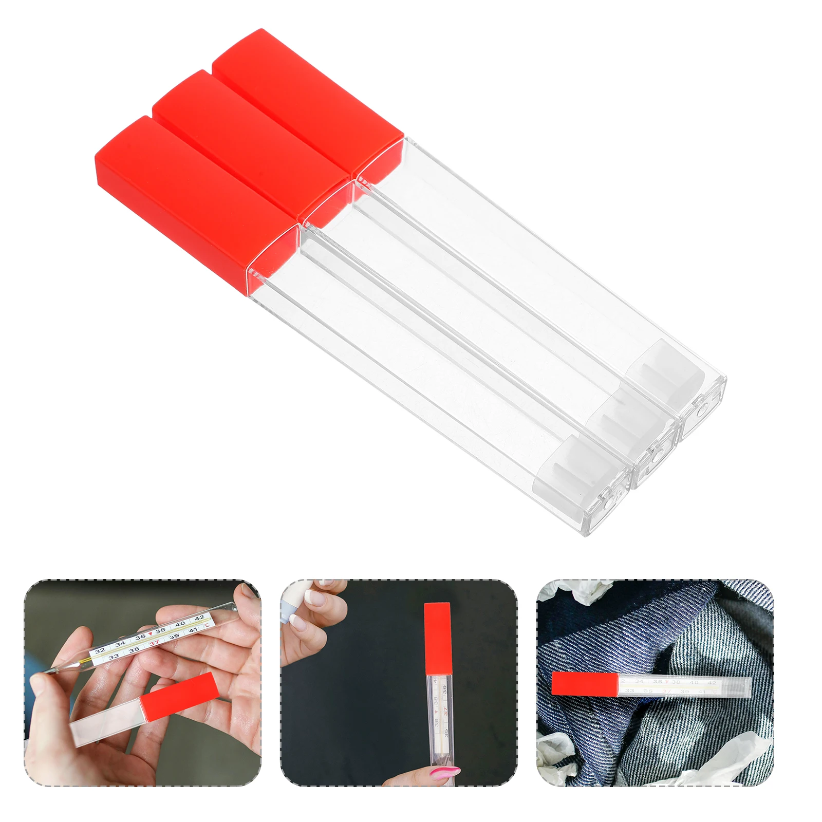 

3pcs Clear Plastic Protection Tubes Portable Storage Barrel Transparent Thermometer Container Tube Reusable Cases For