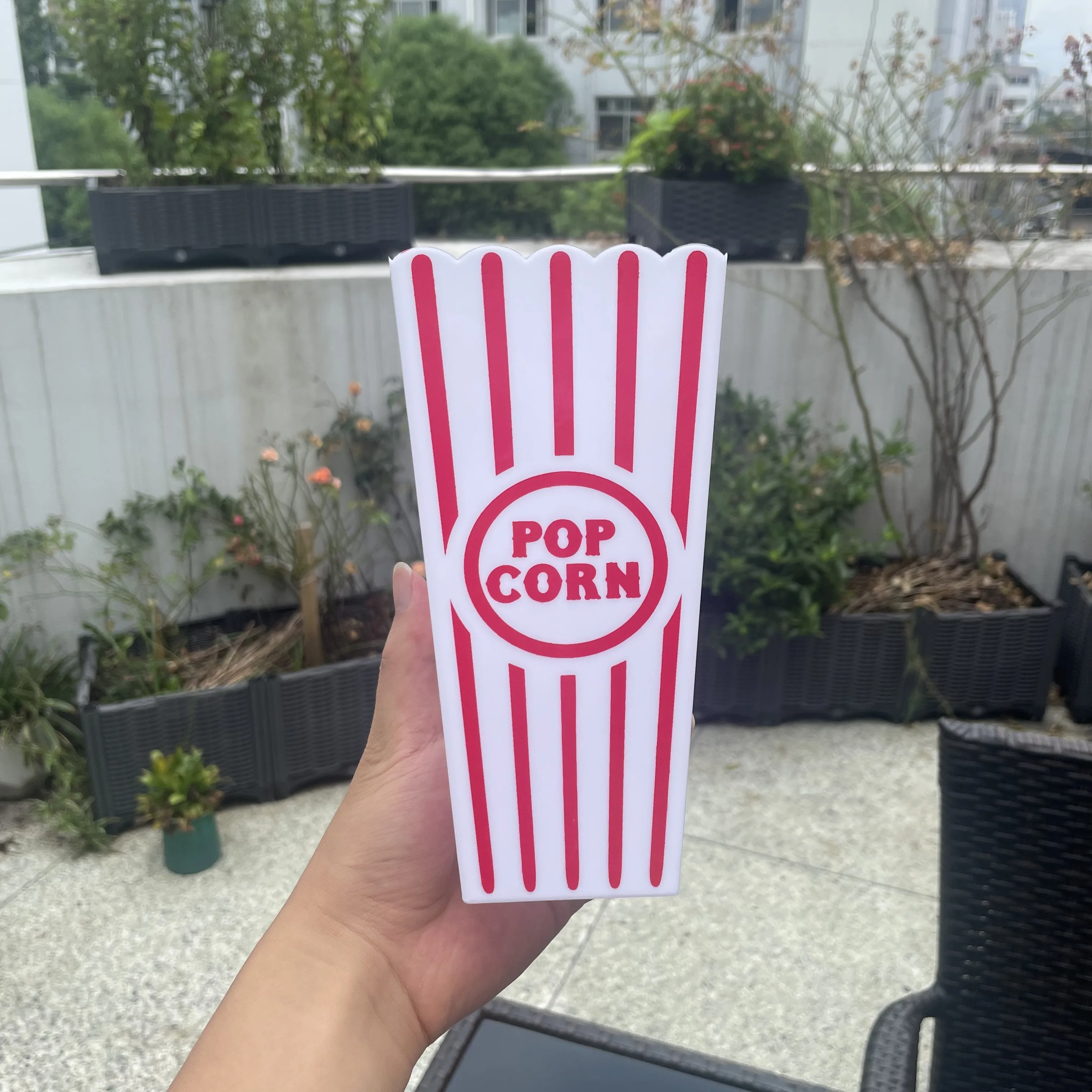 18,9 cm Retro Gestreifter Popcorn-Eimer Wiederverwendbare Popcorn-Box für Filmnächte Party-Snack-Behälter Heimkino-Dekor Zubehör – Detail 2