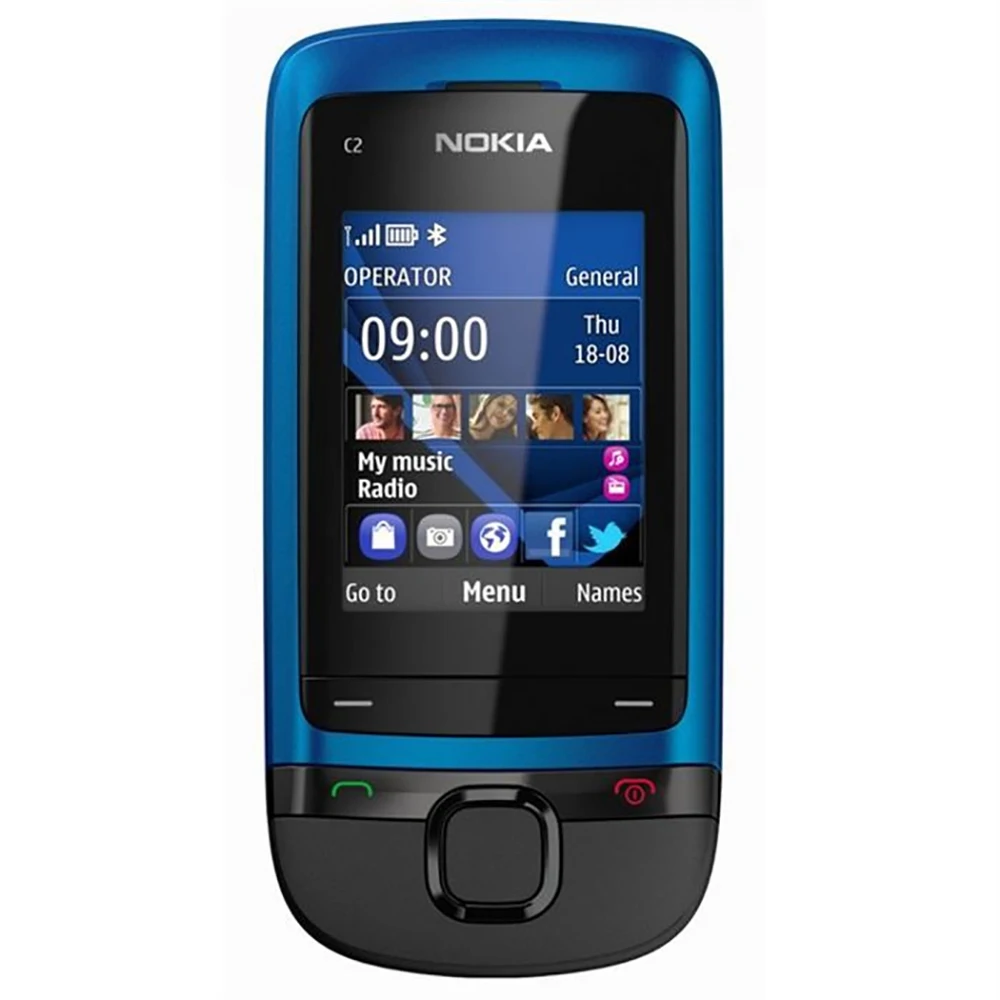 Nokia C2-05 Slide Phone 3.5mm 0.3MP Bluetooth GSM 2-inch 1020mAh FM Radio Physical Keyboard Nokia Spare Used Phone Unlock