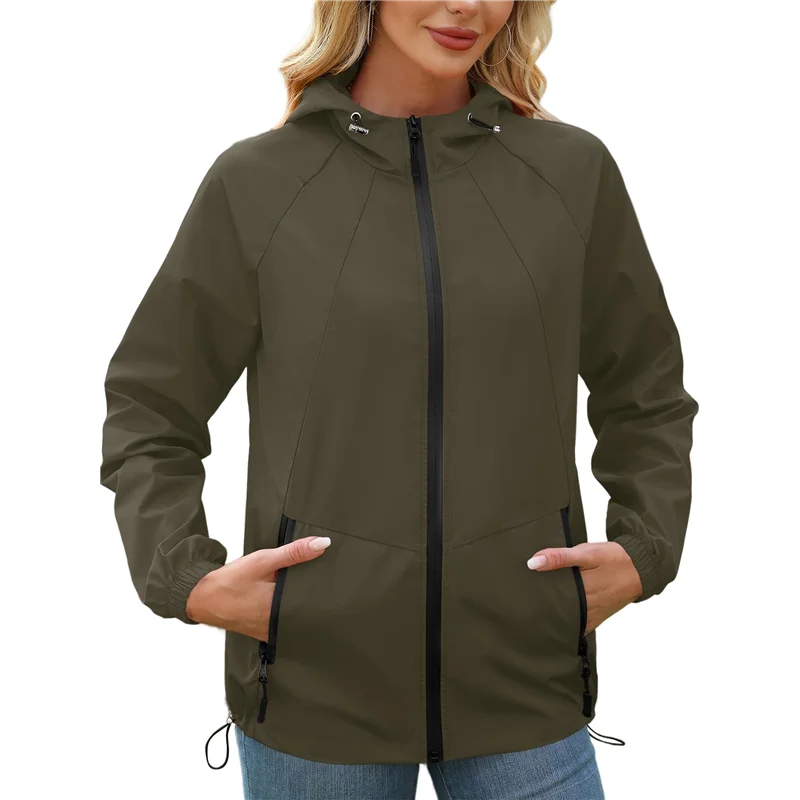 

A93E-дождевик для женщин, водонепроницаемая ветровка с капюшоном, компактный плащ с карманами