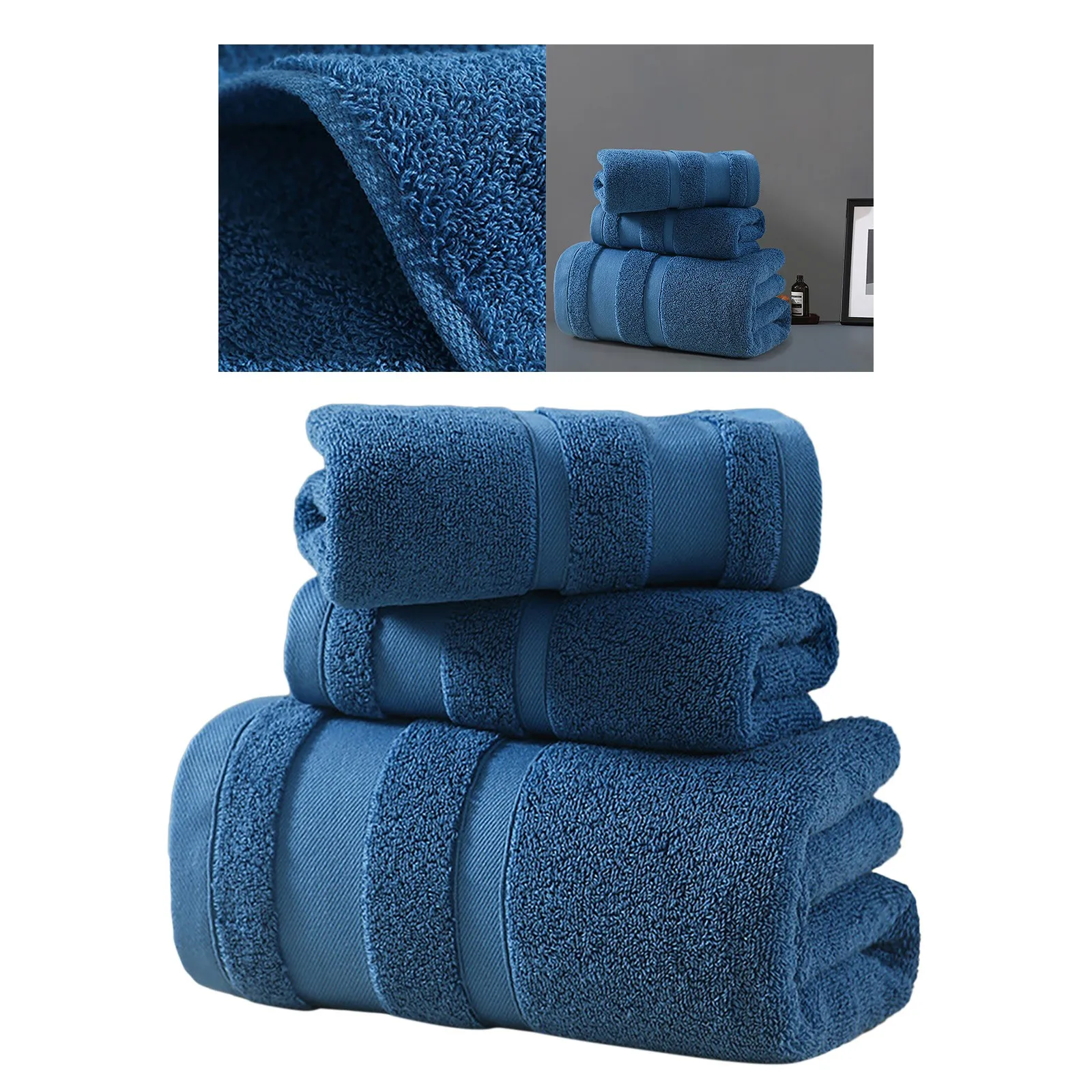 Thickened 100% Cotton Bath Towel Towel Absorbent Striped Towel Set Combed Cotton Bath Towel Set High Hotel Bathroom Face Towel