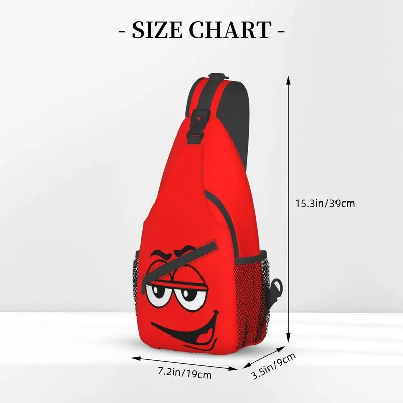 Personalized Cartoon Chocolate Red Candy Face Sling Bag for Men Cool Shoulder Crossbody Chest Backpack Travel Hiking Daypack