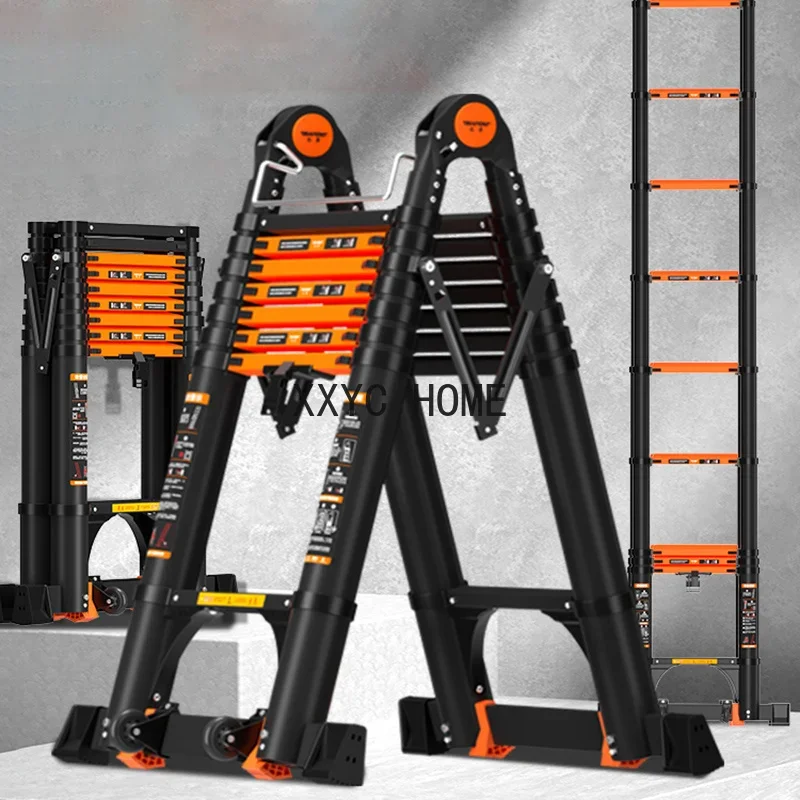 Multifunction Folding Aluminum Alloy Telescopic Ladder Thickened Herringbone Ladder Portable Lift Engineering