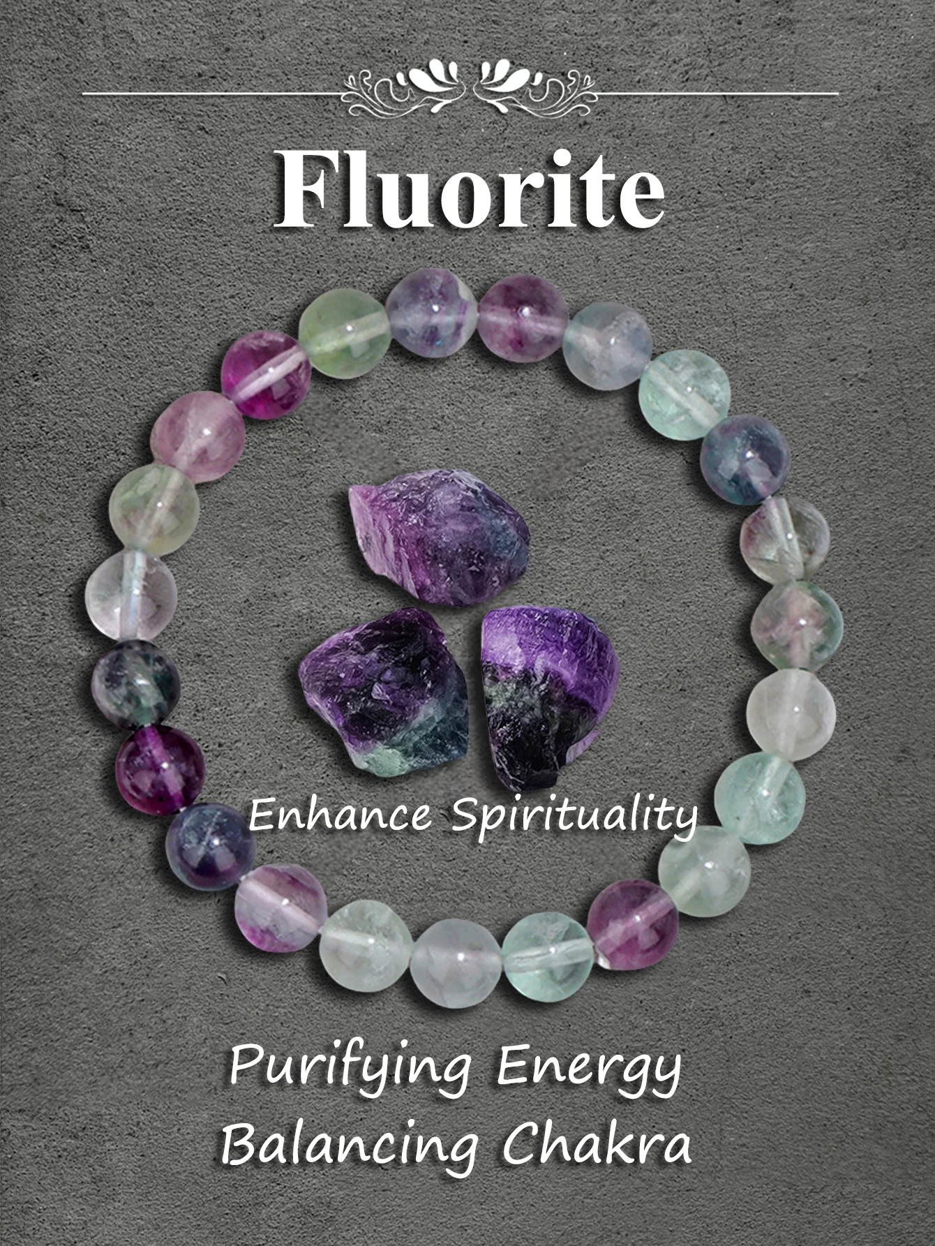 Reiki Natural Fluorite Bead Bracelet Enhances Focus Clarity Positive Energy Healing Crystal Jewelry Chakra Balancing Stone Gift