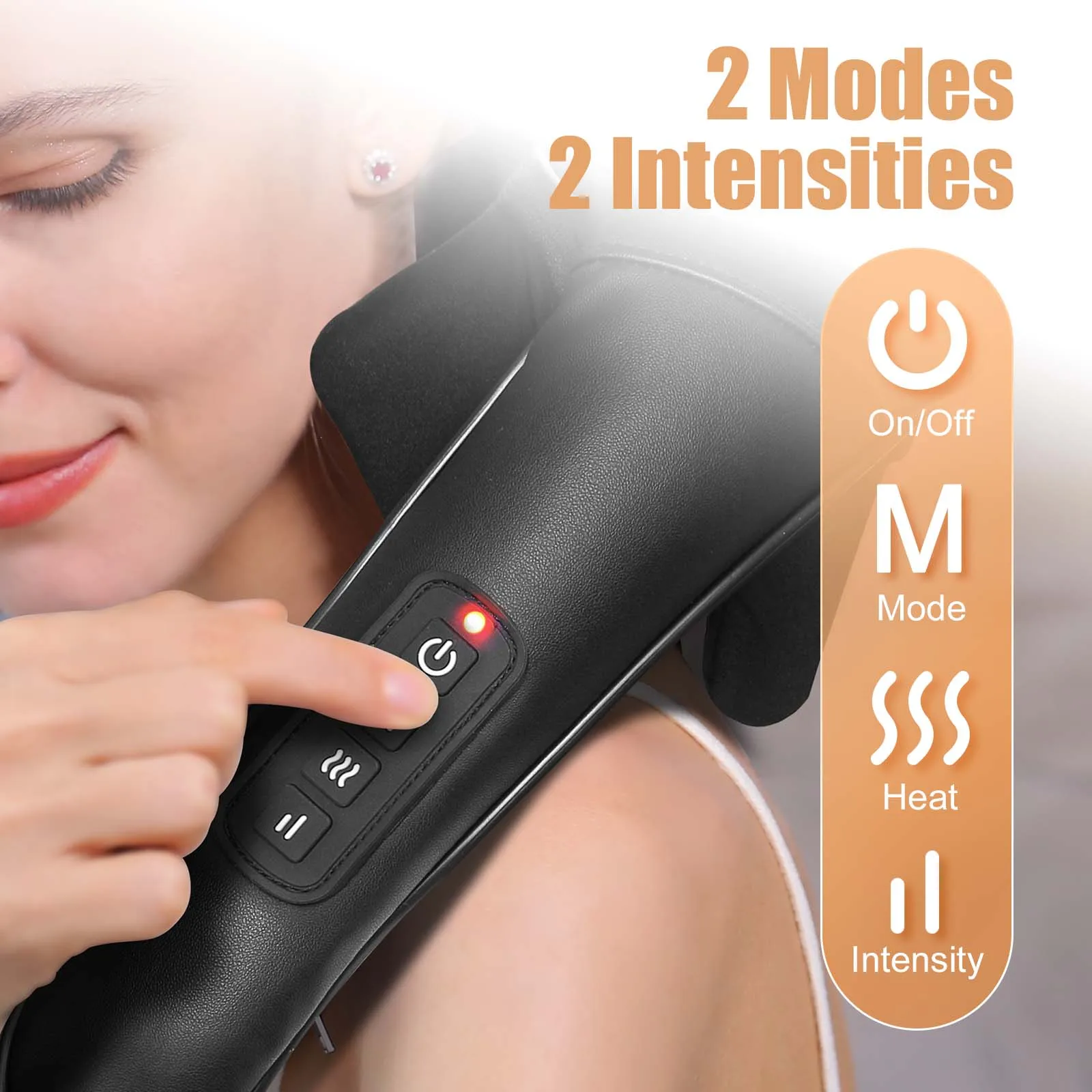Masgre Shiatsu Back Neck Massager Cordless Shoulder Massager with Heat Electric Deep Tissue 3D Kneading Massage Pillow 6