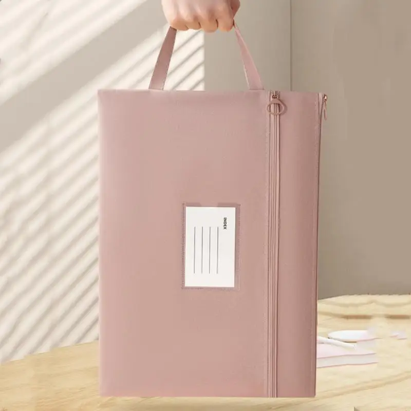 

Large Capacity A4 File Organizer Waterproof Oxford Fabric Double-Layer Zipper Compartments Durable Stylish Stationery & Office