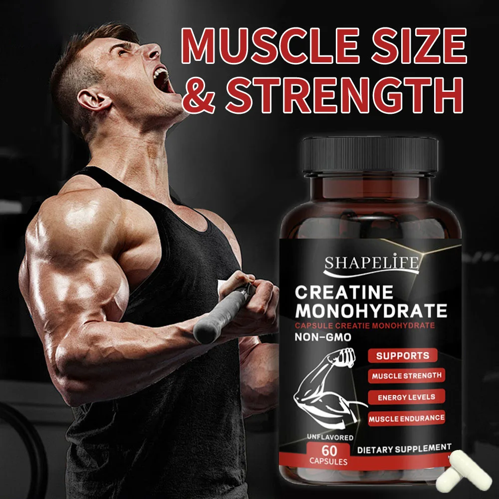 60/120/180Pills Creatine Monohydrate Capsules for Muscle Mass Strength Performance Improvement Workout Recovery