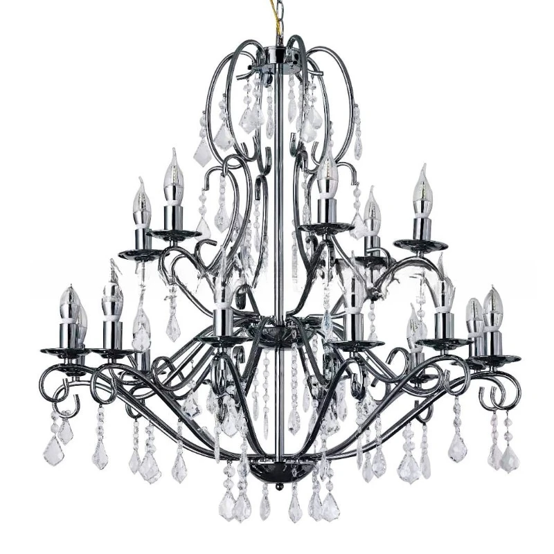 

New 18-head European chandelier electroplated metal wrought iron wedding props, ceiling decorative lamps