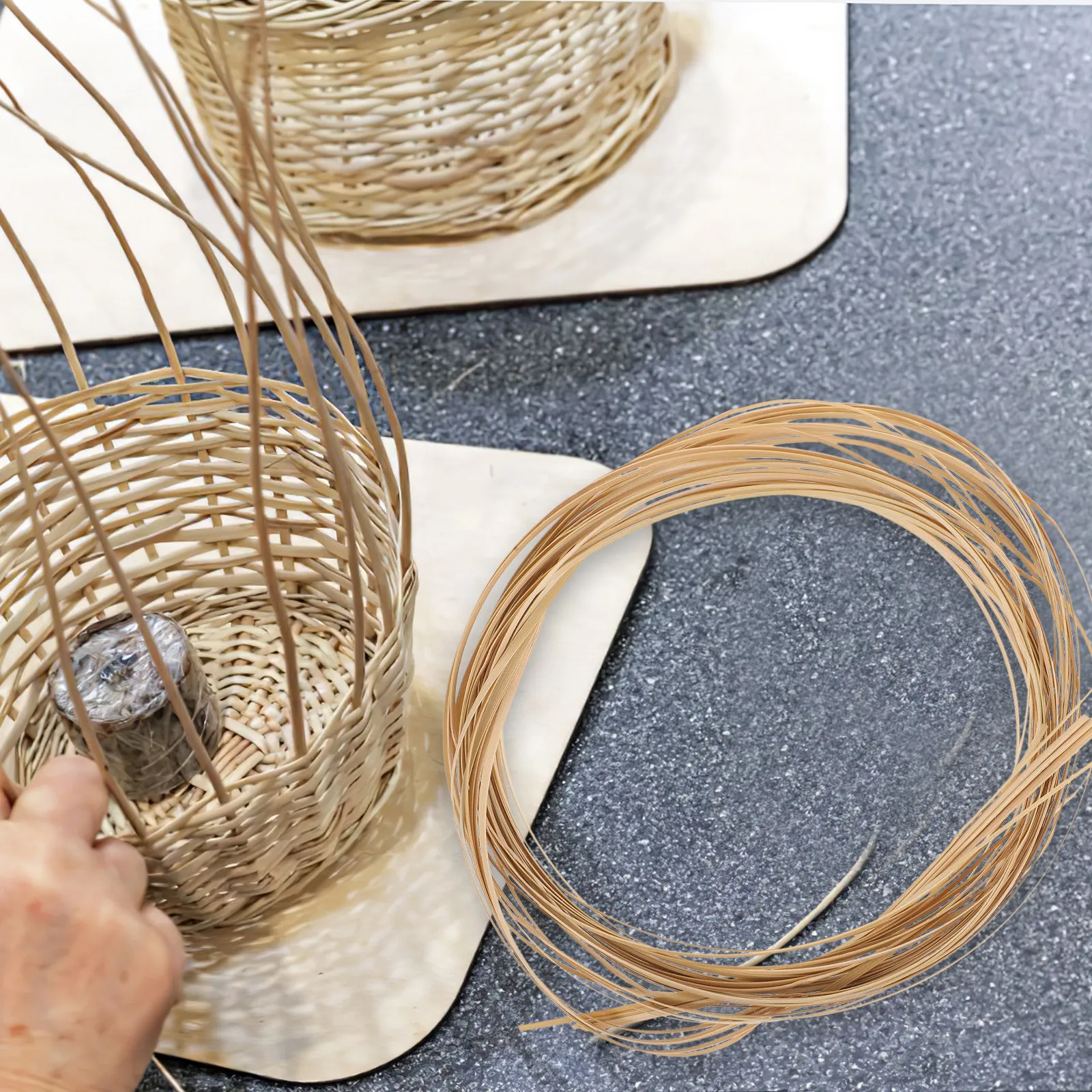1 Rollo de Material de Bambú para Tejer, Tiras Planas en Espiral para Hacer Cestas, Reparación de Muebles de Bambú, Manualidades, Decoración Tejida