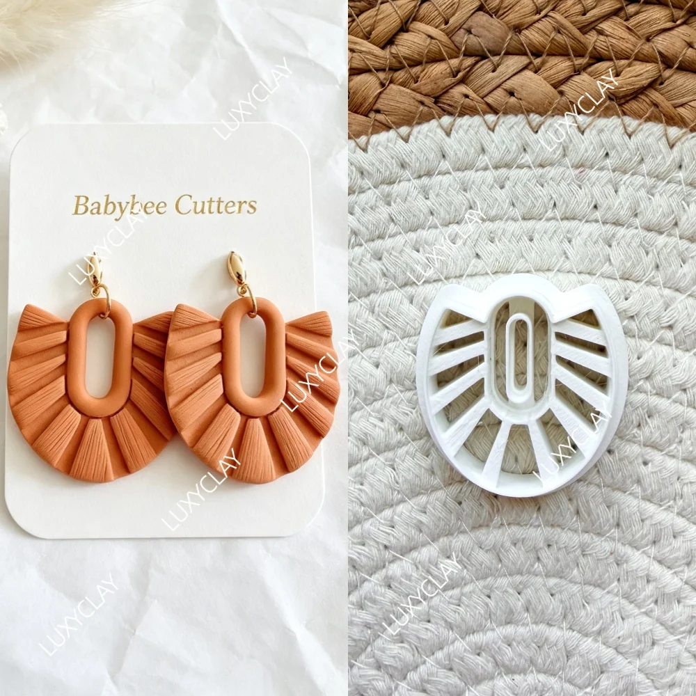 1pc Plastic Cutter for Elegant Macrame Polymer Clay Earrings Crafting, Boho Fan Shape Polymer Clay Cutters for Jewelry Making