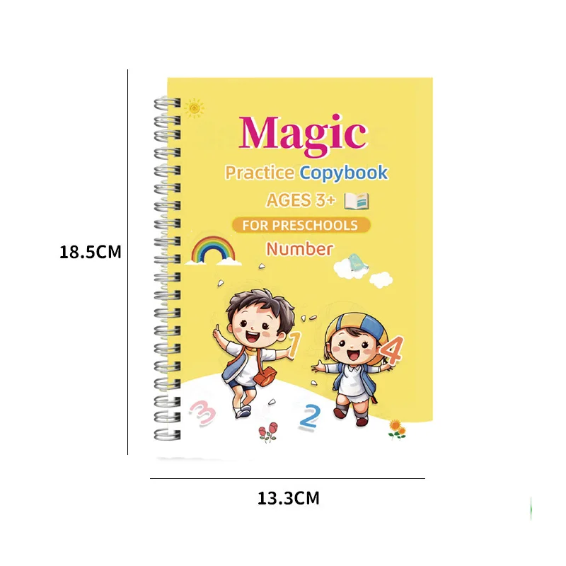 Children Reusable Writing Book Magic Practice Copybook Pen Preschools Kids Calligraphy English Verison Free Wiping