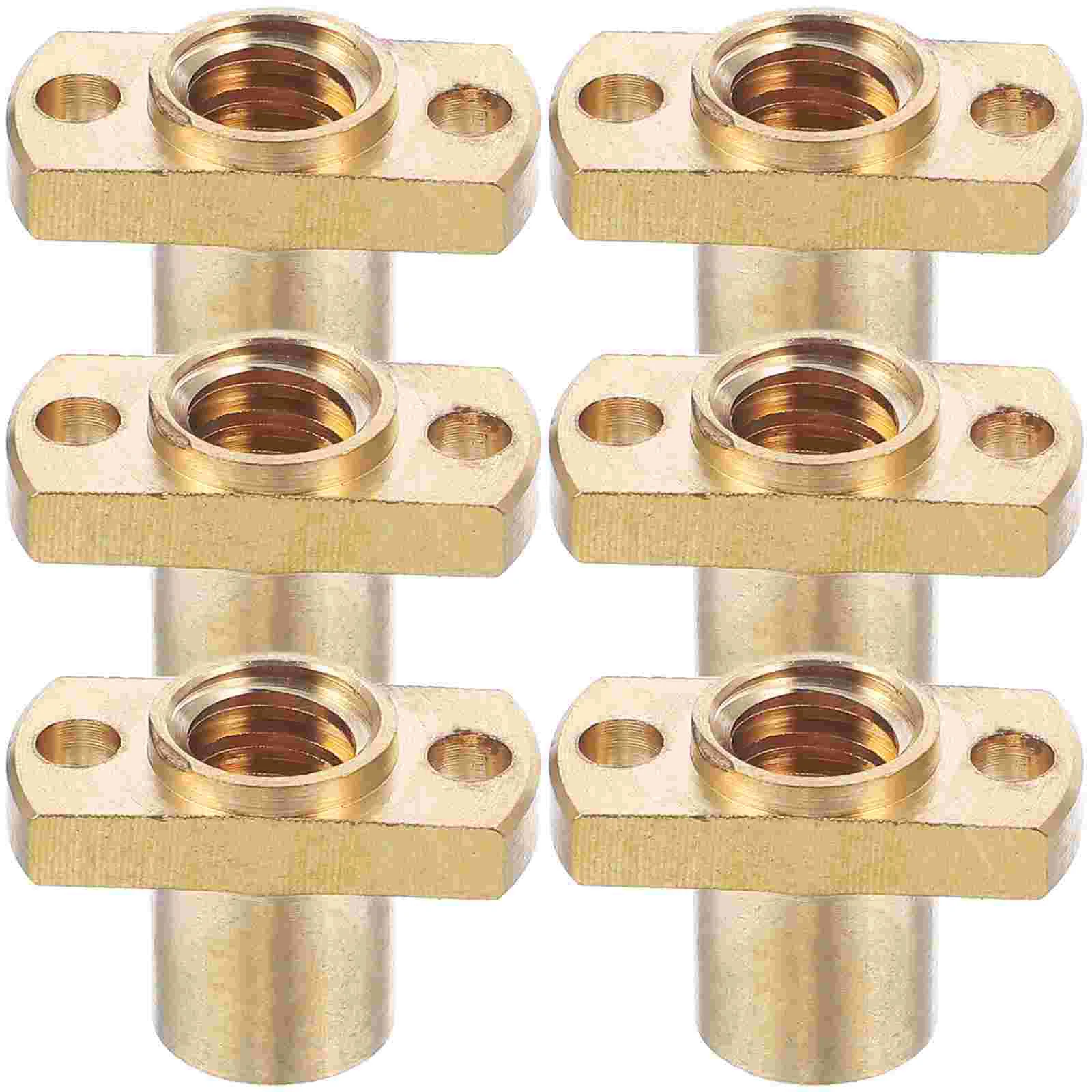 6 Pcs Double Sided Sticky Bra Nut Lead Screw Sports 3D Printer Parts Golden Trapezoidal T8