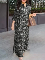 Vintage Floral Printed Dresses ZANZEA Autumn Summer Sundress Women Spring Casual 3/4 Sleeve Holiday Vestidos Kaftan Robe Femme