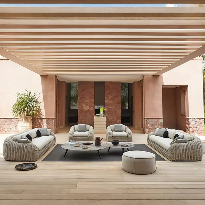 Modern casual outdoor furniture aluminum frame combination courtyard garden sofa set