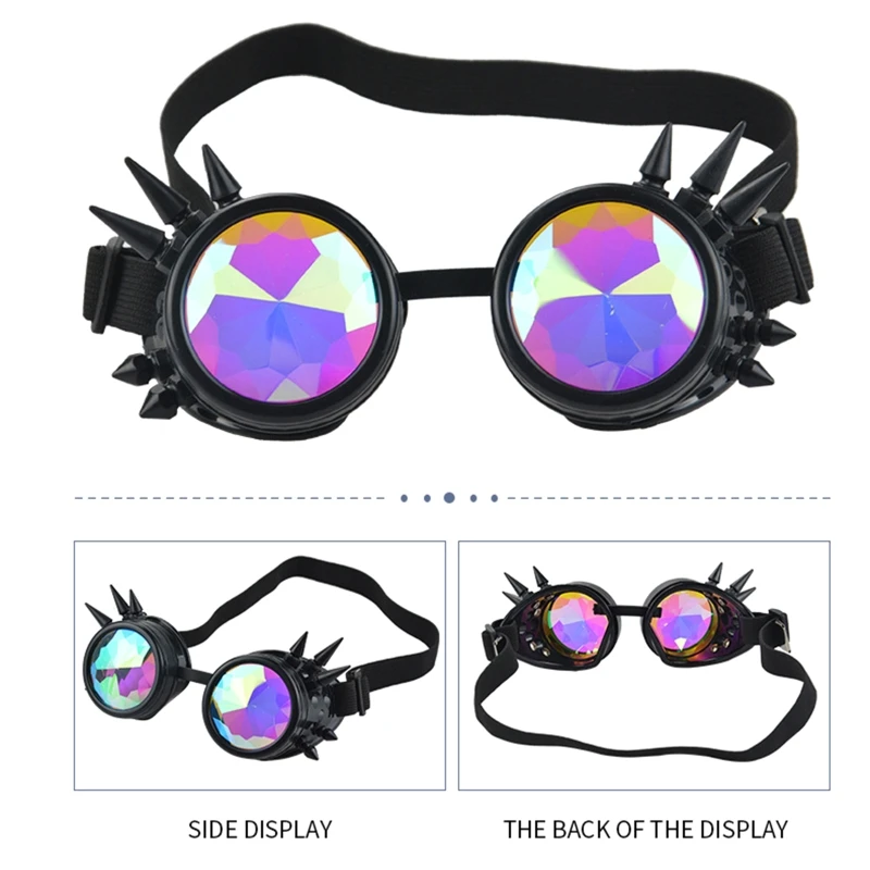 Steampunk Goggles Sunglasses Men Women Kaleidoscope Glasses Rave Festival Holographic Retro Party Cosplay Goggle Eyewear