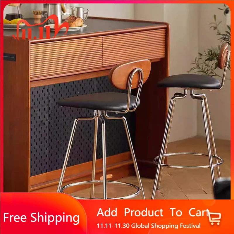 

Accent Designer Bar Stools Black Living Room Modern Leather With Back Bar Stools Minimalist Aesthetic Chaise Trendy Furniture