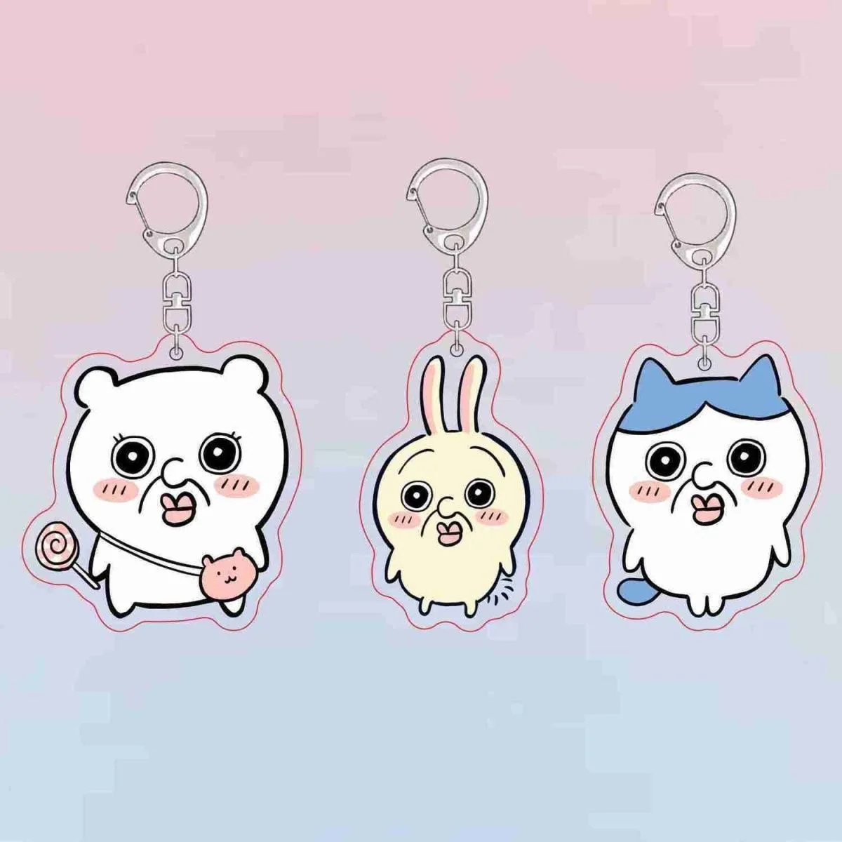 Cute Bang Bang and Tamagotchi Chiikawa Funny Cartoon Keychain Acrylic Bag Charm Cute Ornament for Girlfriend Birthday Present