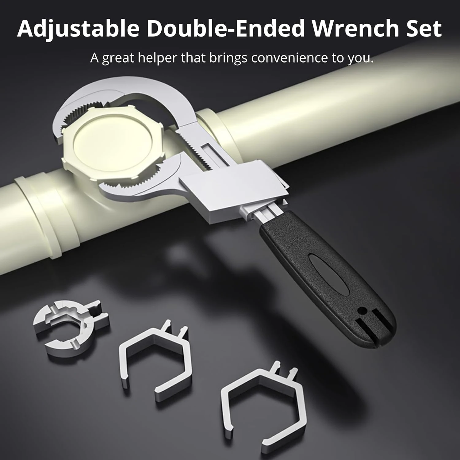 

Versatile and Adjustable Double-ended Wrench with 80mm Open-end for Water Pipe Repair - Includes Multifunctional Accessories, Ha