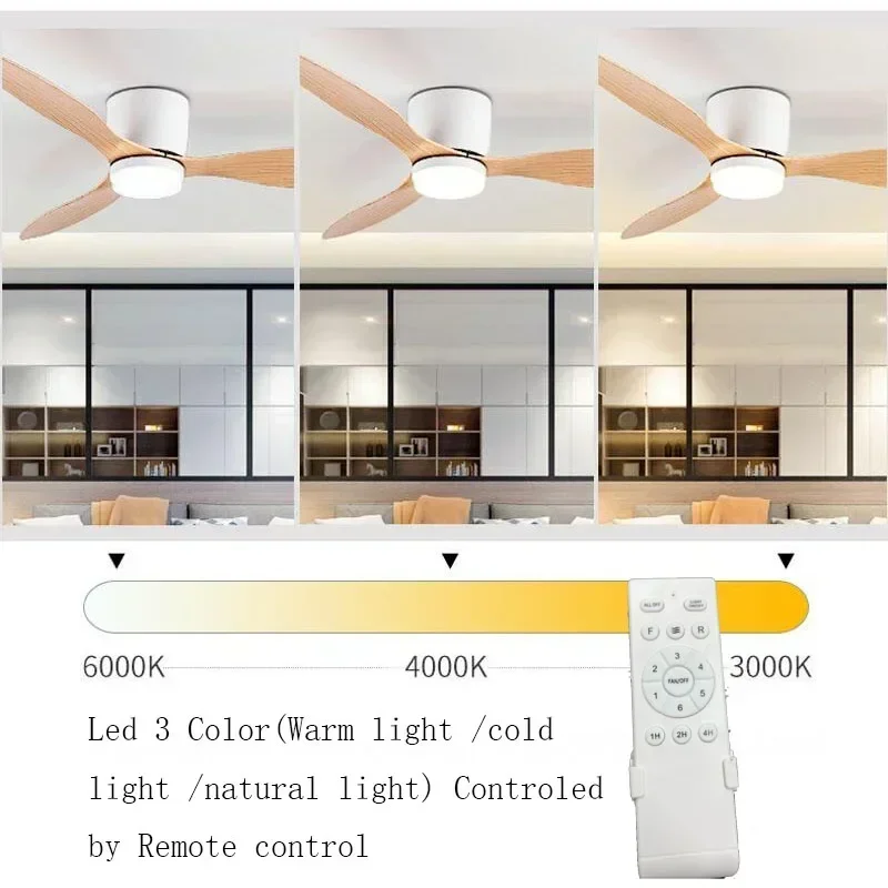 Imagem -03 - Ventilador de Teto Led Moderno sem Luzes Timing Fans Low Floor Loft Controle Remoto Velocidades dc Motor Lux e Vitae 20 Centímetros