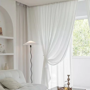Asazal weiß hochwertiger Tüll dicke Draht Luxus Chiffon Fenstervorhänge für das vierte Villa Opaco Room Dekoration sein 8 Hauptverkäufe kleiner Vorhangraum - №5