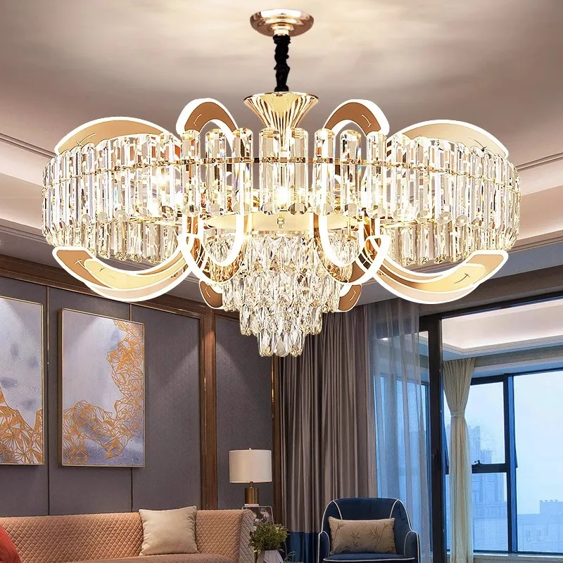 

Light luxury crystal chandelier living room, new high-end atmosphere villa, dining room, living room chandelier