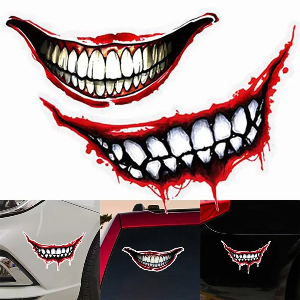 Creative Dark Personality Bloody Lips Motorcycle Helmet Sticker Self-Adhesive Waterproof Scratch-proof Evil Tooth Car Decal