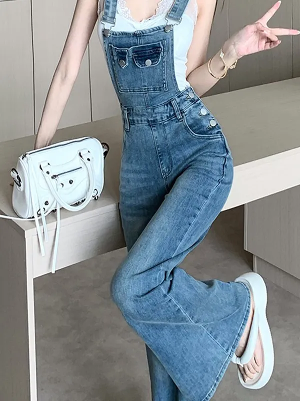 

Модные рваные джинсовые комбинезоны, женские летние новые дизайнерские драпированные брюки с высокой талией, утягивающие микро расклешенные цельные брюки