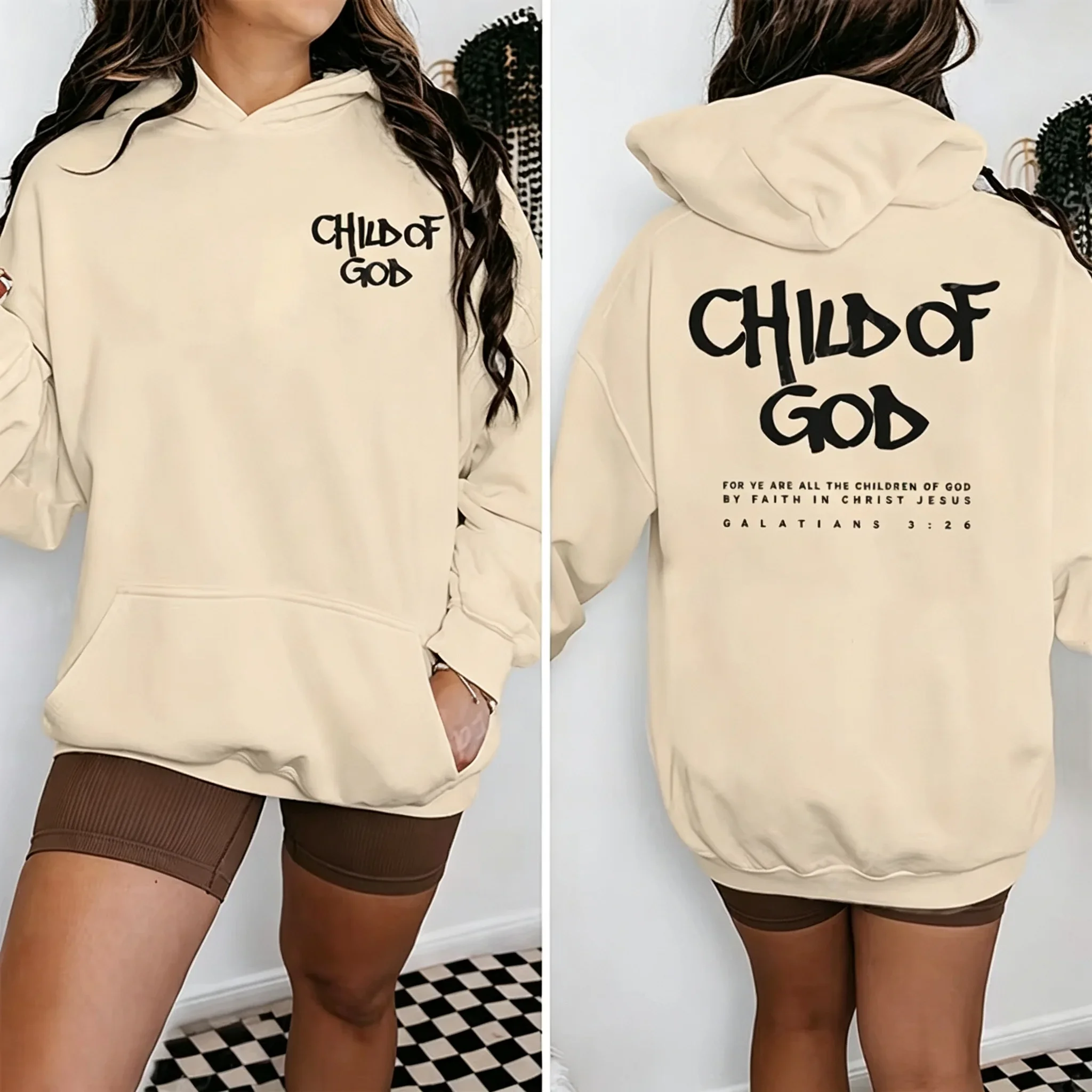 2026 I Am A God Child Letter Print Hoodies Christian God Sweatshirts Hooded Pullover Pray The Lord Sweatshirt Women's Clothing