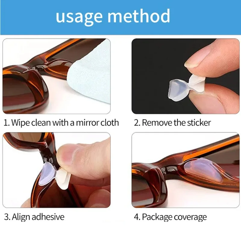 10Pair  Nose Pads Stick on Silicone Anti-Slip for Sunglasses Double-sided Adhesive Nose Pad Eyeglass Thin Nose Pads Eyeglasses