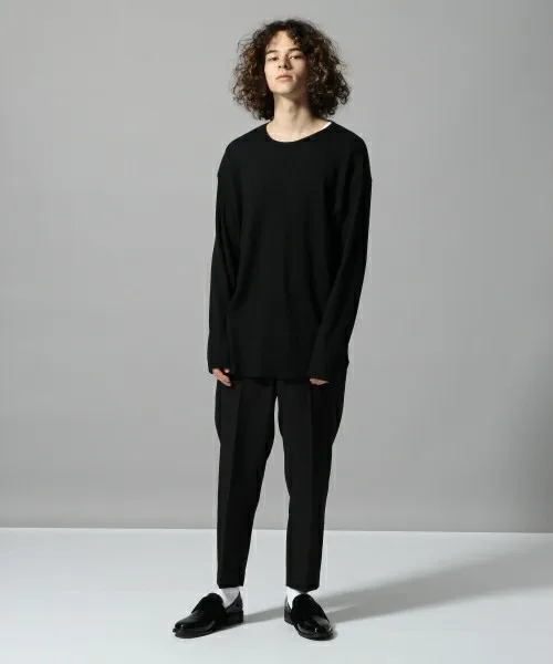 

Модная мужская трикотажная футболка средней длины с длинным рукавом и круглым вырезом, дышащая, базовая, стильная, городской стиль, всесезонная, хлопковая.