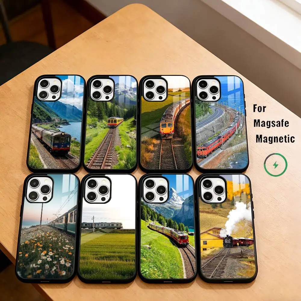 

Fashion Landscape Railway Phone Case For iPhone17,16,15,14,13,12,11 Plus,Pro Magnetic For Magsafe Wireless Charging
