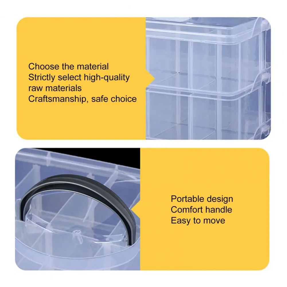 Sundries Organizer  3 Layers   Storage Box Clear Plastic Storage Box with 30 Adjustable Compartments