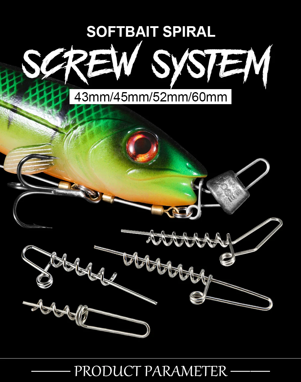 Rosewood Soft Bait Centering Pin Fishing Lure Spring Fixed Lock Multi-Depth Shallow Screw Needle Shad Tools Stainless Steel