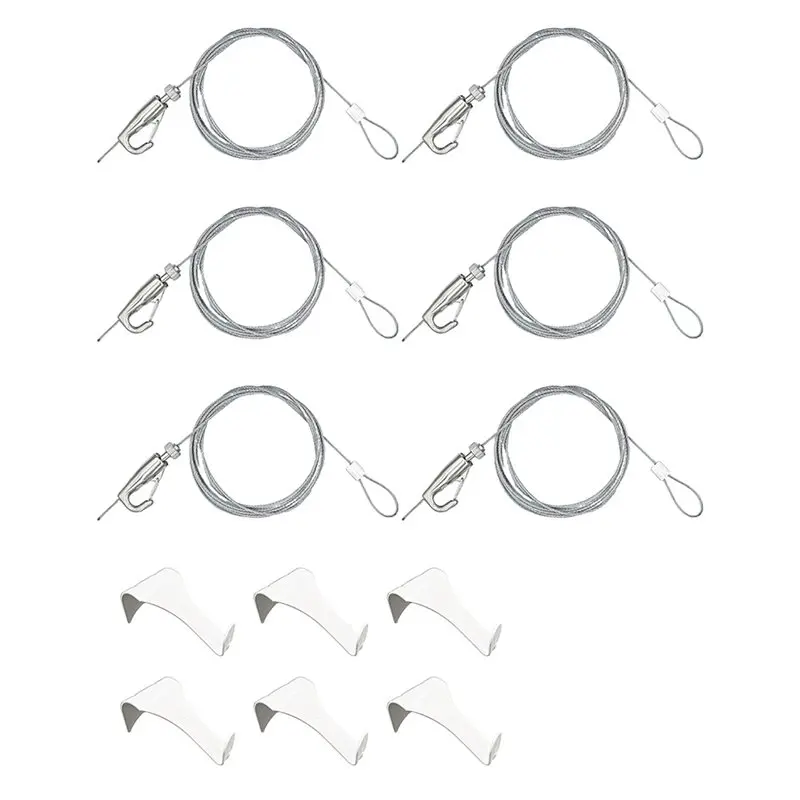 

AB41-6Pcs Picture Hanging Kit - Picture Rail Hooks With 78 Inch Loop Cord And Adjustable Hooks