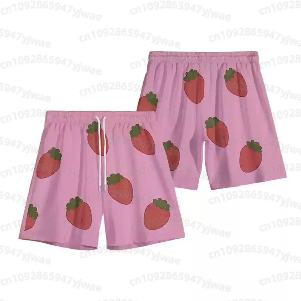 2026 Men's Pink Strawberry Short Pants   Anime GINTAMA Sakata Gintoki Cosplay Costume Unisex Party Men Beach Shorts Pants view 2
