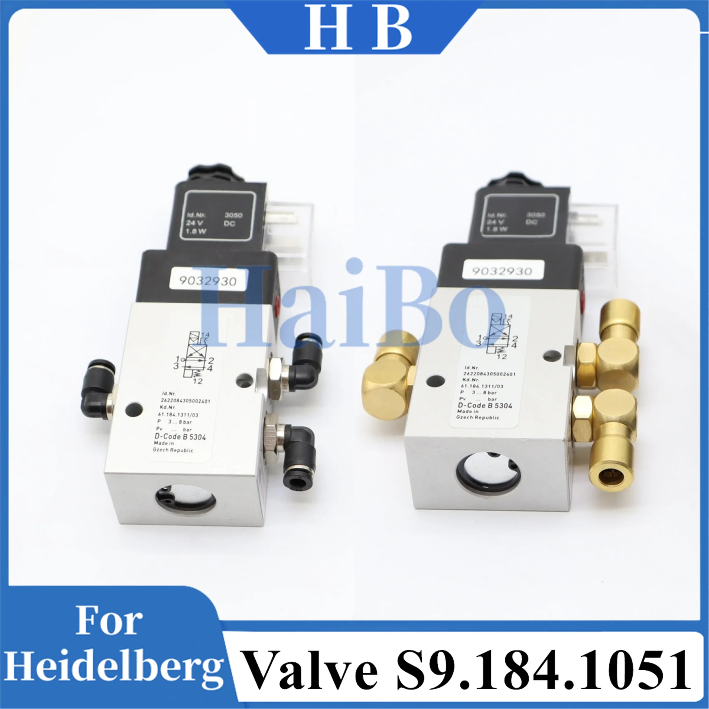HaiBo Best Quality S9.184.1051 Solenoid Valve 24V DC 1.8W 4/2-Way For SM102 CD102 Good Quality Printing Machine Parts