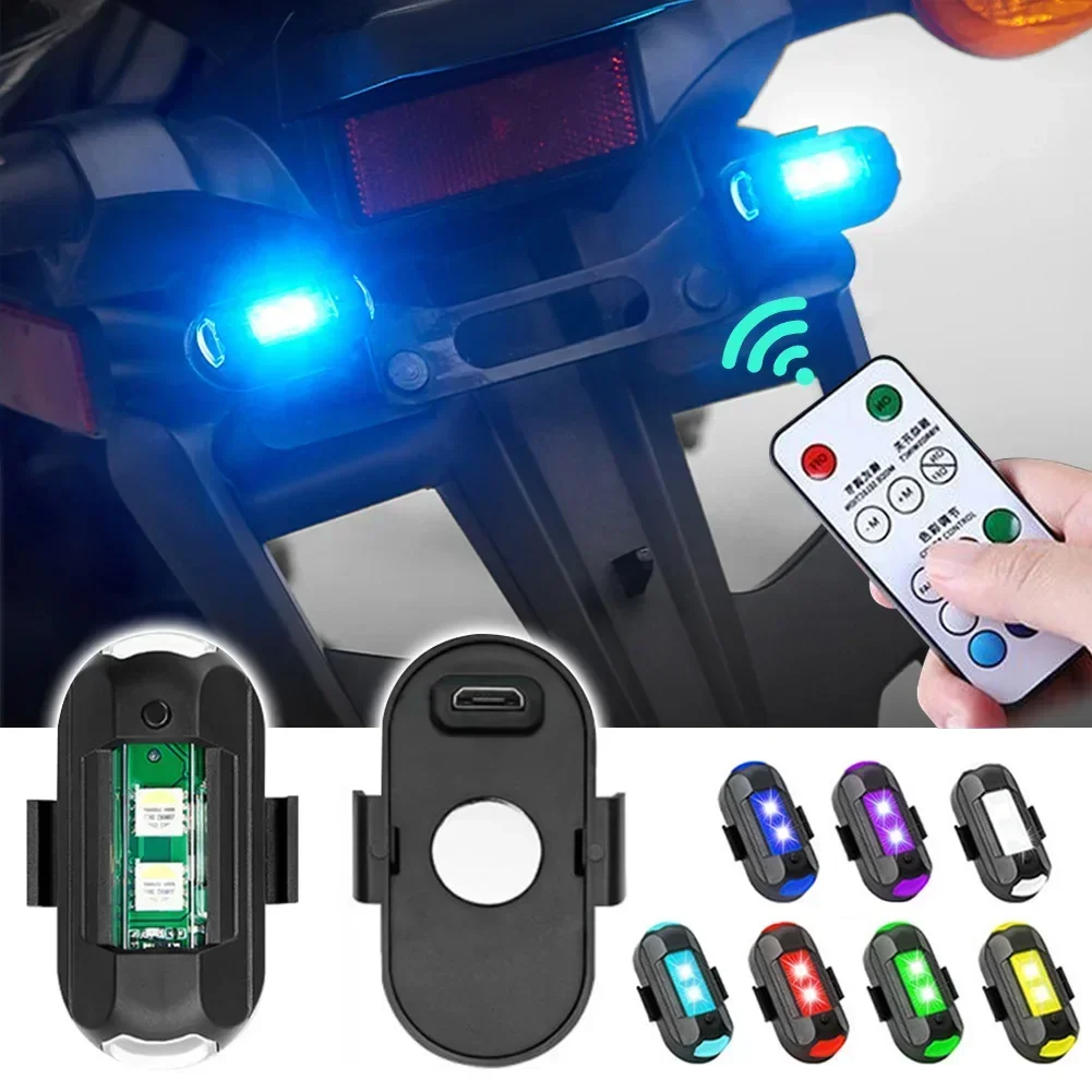 7 Colors LED Motorcycle Warning Lights USB Anti-Collision Aircraft Night Flying Mini Signal Strobe Lamp for Drone Car Bike