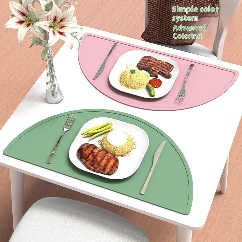 Silicone Placemat Anti-dirty Table Insulation Mat Foldable Tabletop Semi-circular Anti-slip Anti-hot Mat