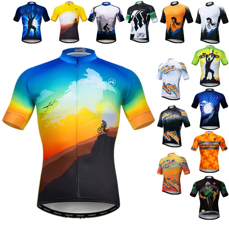 

Weimostar Yellow Mountain Bike Jersey Men Summer Cycling Jersey Anti-UV Bicycle Shirt Team Cycling Clothing Road Biking Blouse