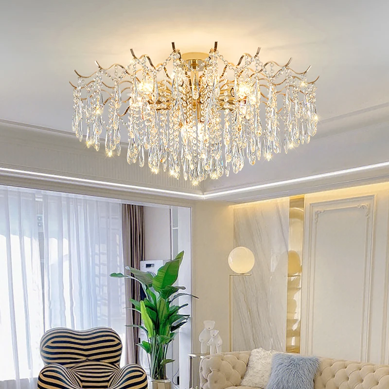 

French Crystal Pendant Lighs Modern Hotel Bedroom Restaurant Living Room Ceiling Chandelier Home Decoration Lighting Fixtures