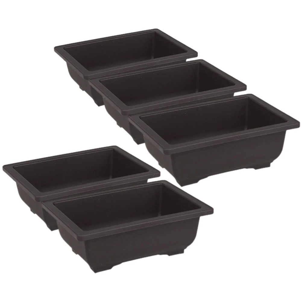 5pcs Plastic Flowerpots Decorative Gardening Bonsai Tree Rectangular Planting Pots Landscape Bonsai Pot Trays Rectangular