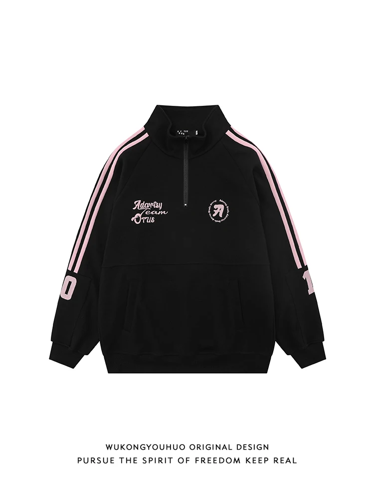 

Ретро-толстовка с капюшоном и молнией, свободного кроя, для пар, осенняя, модная, повседневная